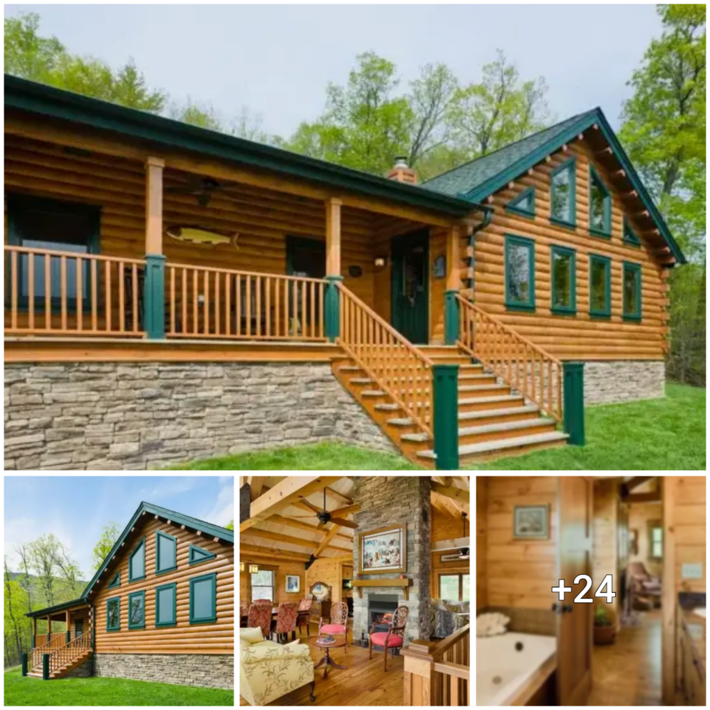 “Uncover the Charm of a Spacious and Contemporary Log Cabin Retreat”