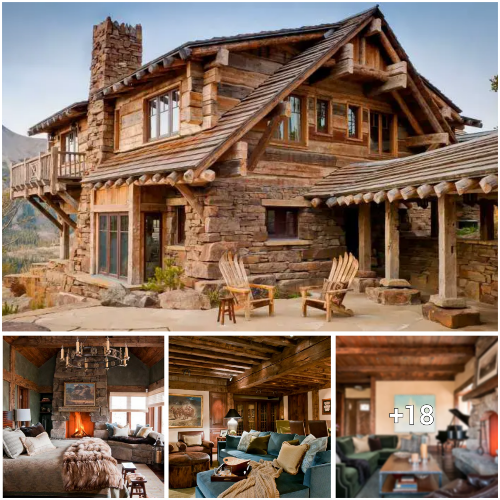 “Nature’s Charm: A Breathtaking Log Home Crafted with Organic Materials”